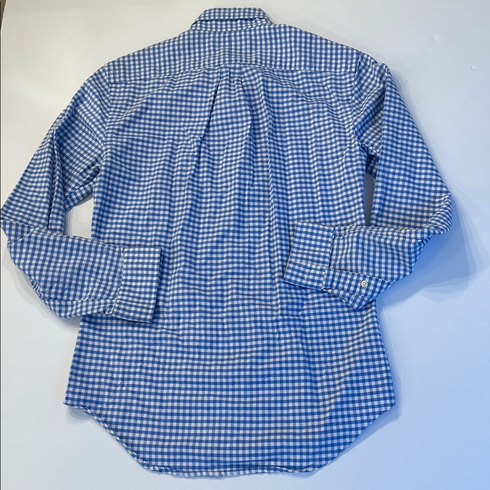 Ralph Lauren Blue and White Gingham Slim Fit Button-Down Shirt - Picture 5 of 5